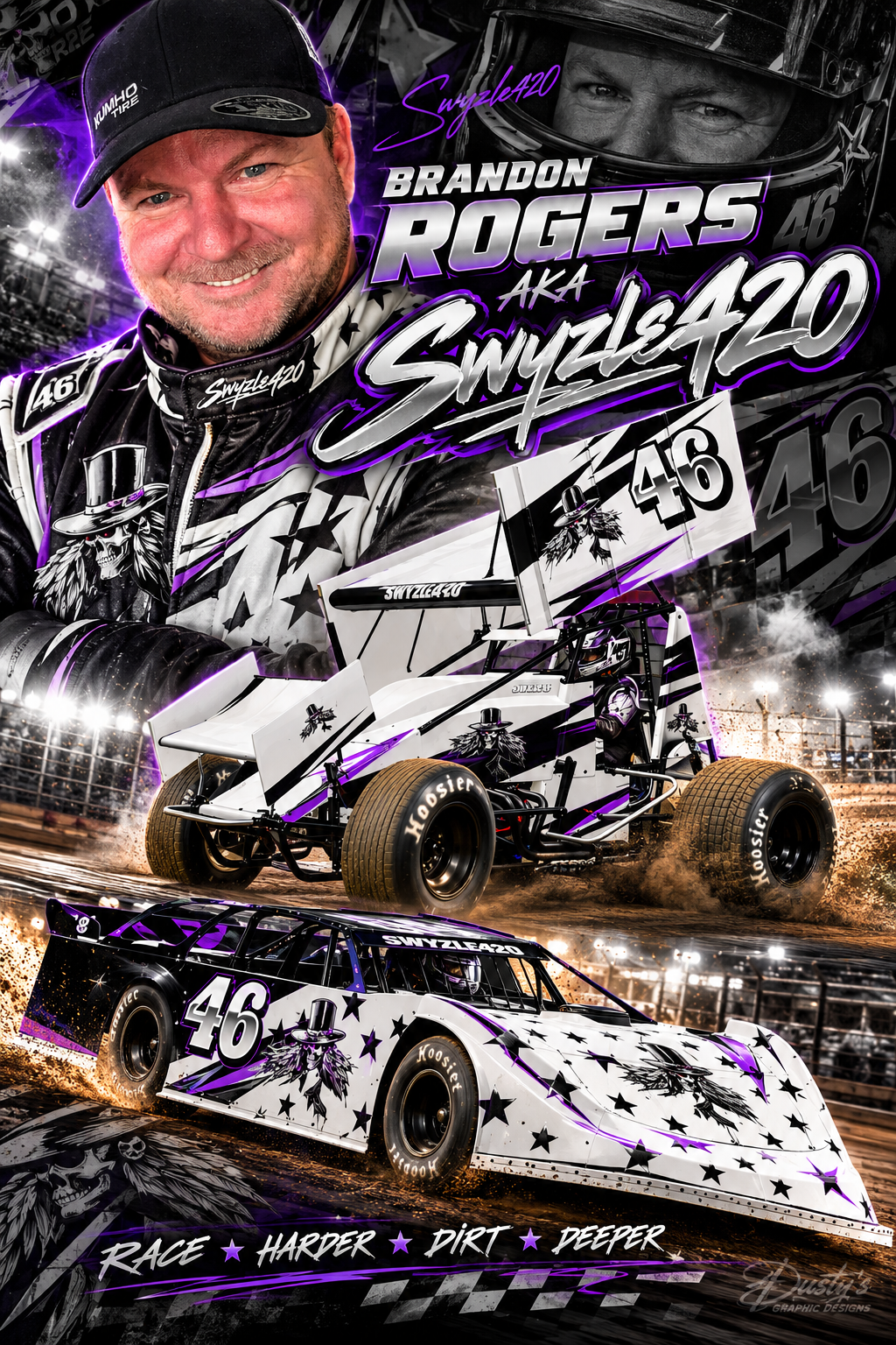 Brandon Rogers Swyzle420 driver and race cars poster