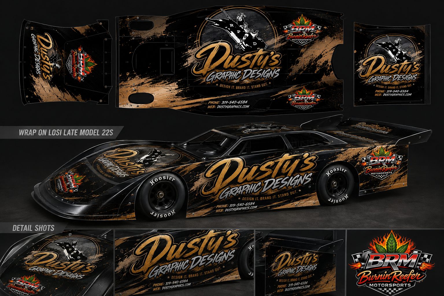 Dusty's black and gold RC late model wrap concept